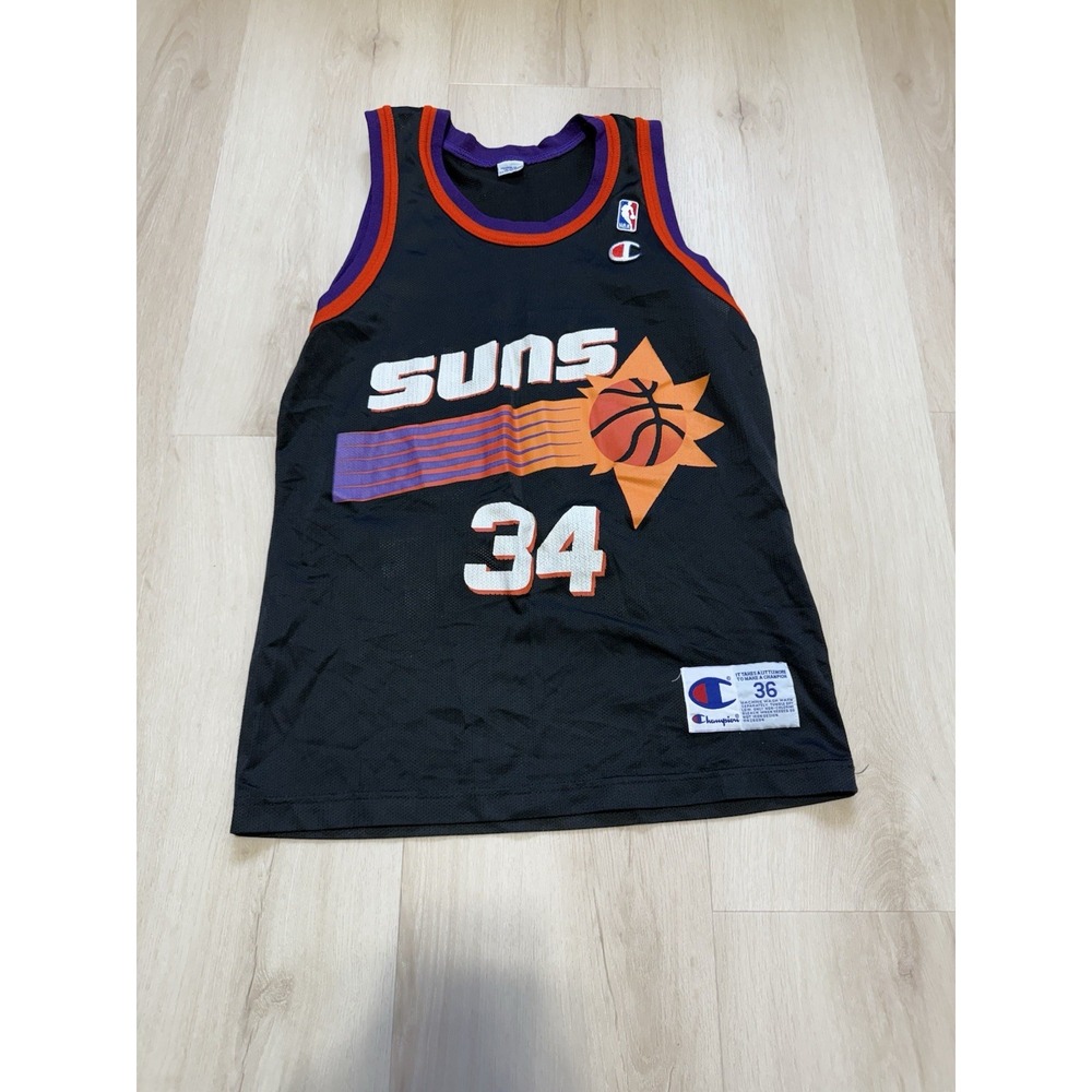 Vintage Champion NBA Phoenix Suns Jersey Black Men's Size 36 #34 Charles Barkley